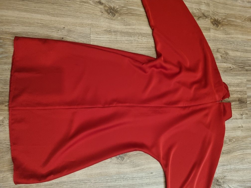 H&M NOWA Drapowana, czerwona sukienka Egzotyczna r. S