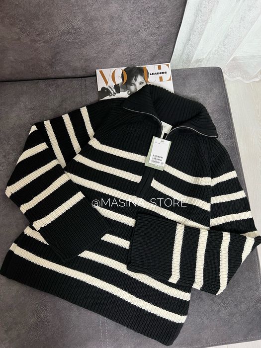 Светр новий жіночий чорний оригінал H&M у смужку на блискавці S