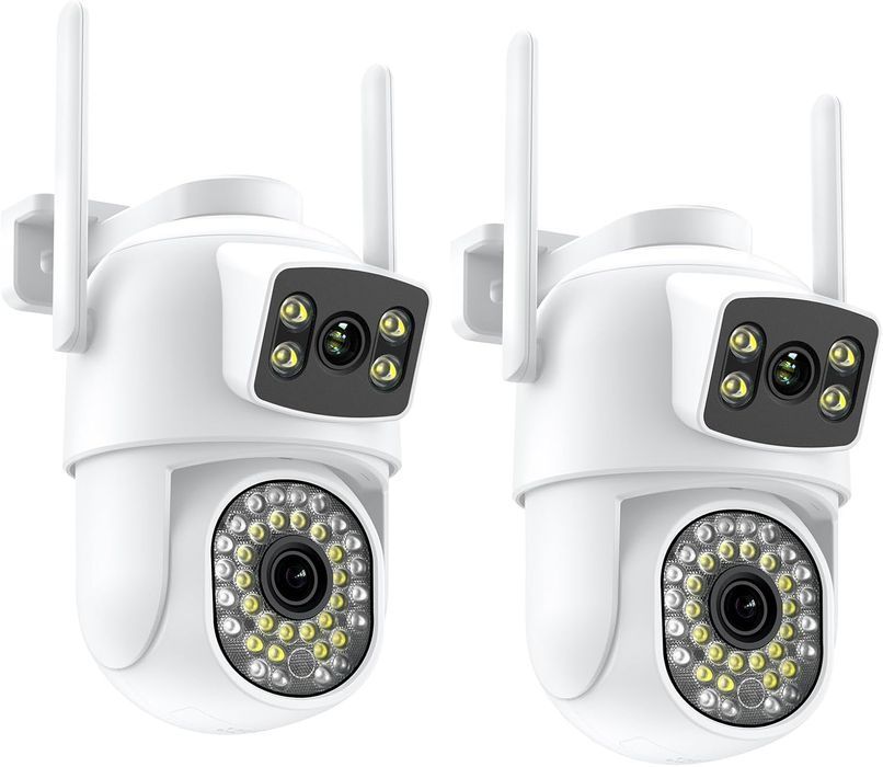 ANBIUX Kamera Zewnętrzna 2K/6MP WiFi Nadzoru 2x Obiektywy 24/7(2PCS)