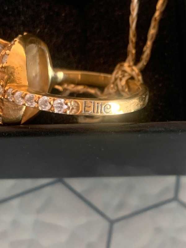 Anel Elite prata e ouro aquamarina com zirconias