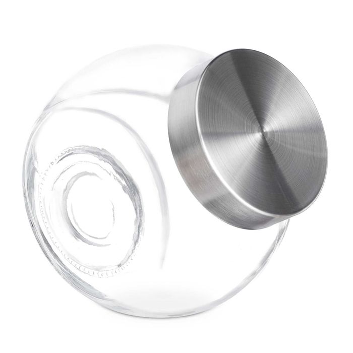 Relaxdays zestaw 4 szklanych pojemników 1,5 l z pokrywkami stalowymi