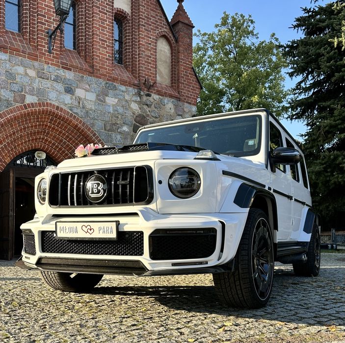G-klasa do Ślubu Brabus białe auto wesele Białystok Podlasie całe