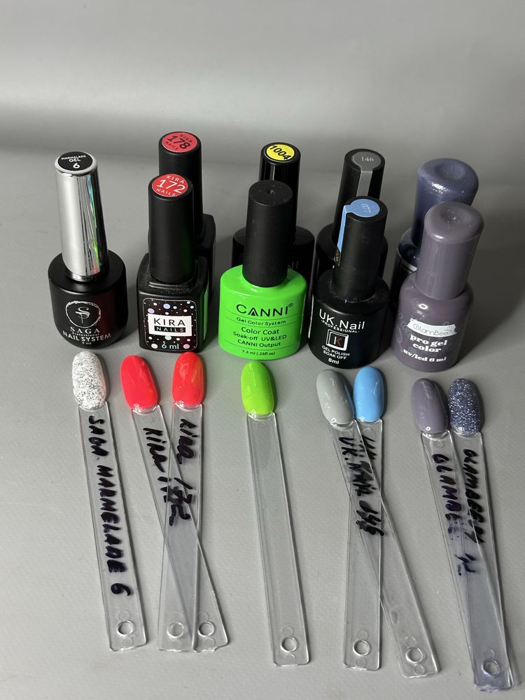 Гель лаки Saga Kira Canni , база Dark Pro Base, Nail Prep, типсы.
