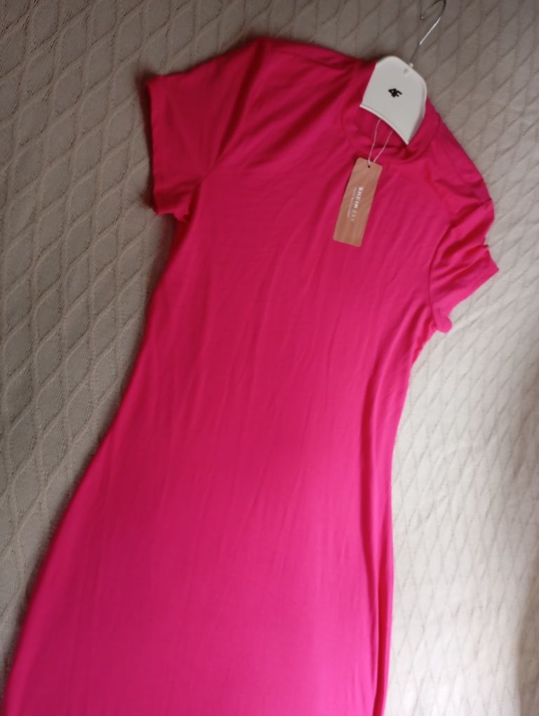 SHEIN L-XL niesamowita NOWA długa sukienka maxi obcisła kolor fuksja