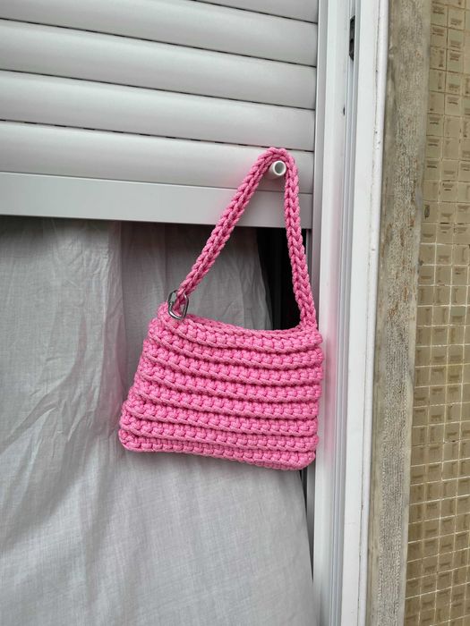 crochet bag paracord cord pink