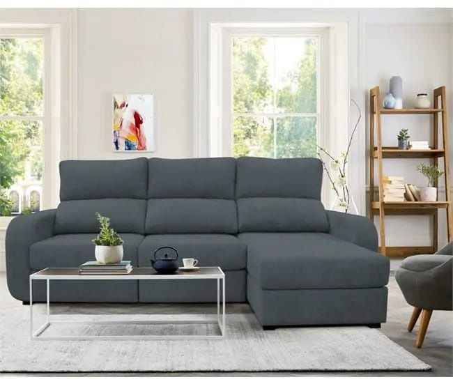 Sofa com chaise longue convertível em cama