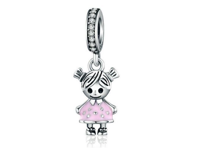 Srebrna Przywieszka Charms Dziewczynka W Sukience Bead7Girl