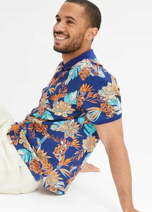 B.P.C t-shirt polo męski bawełniany z nadrukiem ^44/46, S