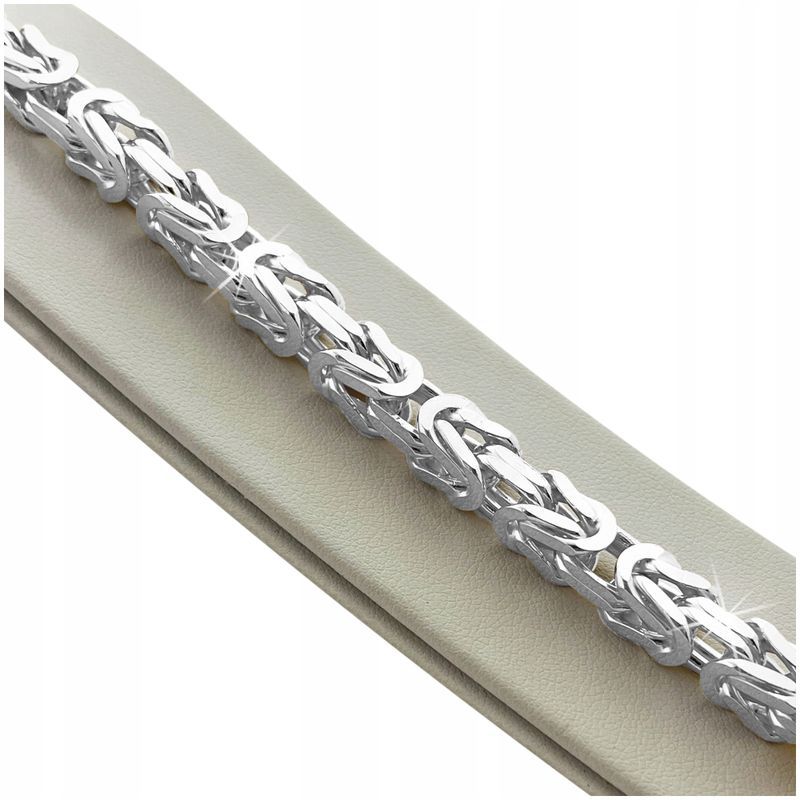 Gruba Męska Bransoletka Splot Królewski, 21cm/7mm Pełna, Próba 925 + G