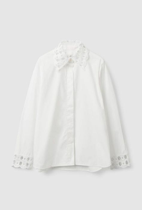 Біла сорочка із попліну з мереживом нова колекція cos