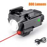 Mira laser e lanterna (bateria recarregável) para armas, arcos etc