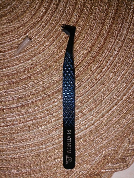 Пинцет топорик. Для наращивания ресниц. Платинум.