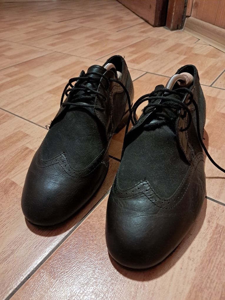 Buty czarne męskie ze skóry