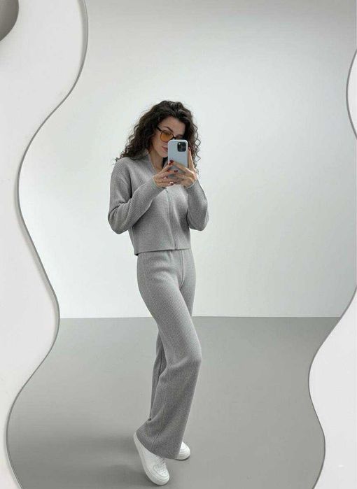 Жіночий теплий ангоровий костюм з ангори кофта і штани палаццо