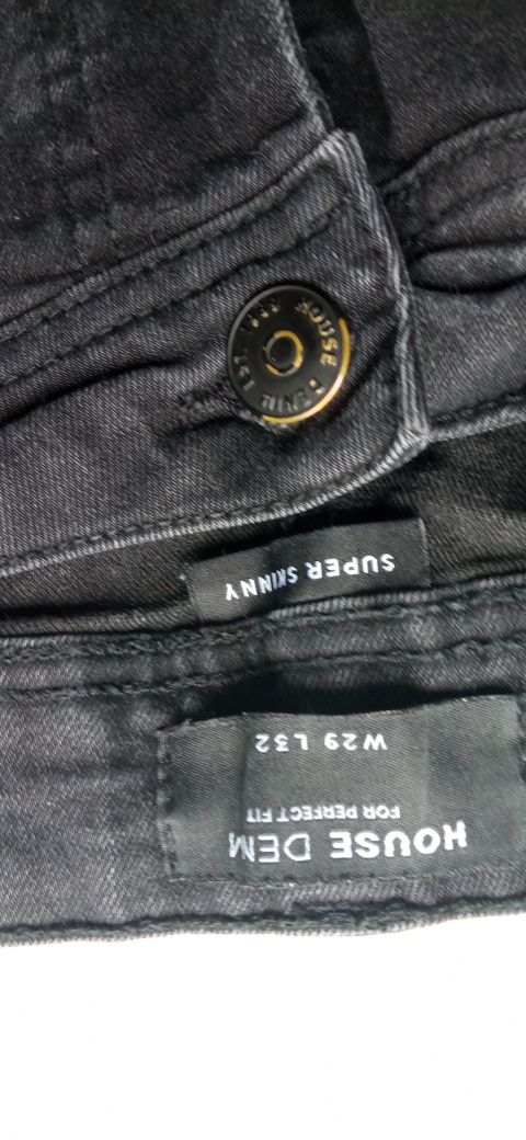 Spodnie jeansowe skinny czarne 29/32 H&M