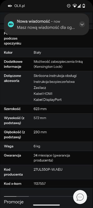 Monitor LG 27" 4K HDR 27UL550P-W