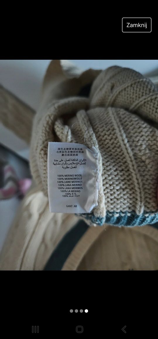 Sweter wełniany GANT rozm. XL
