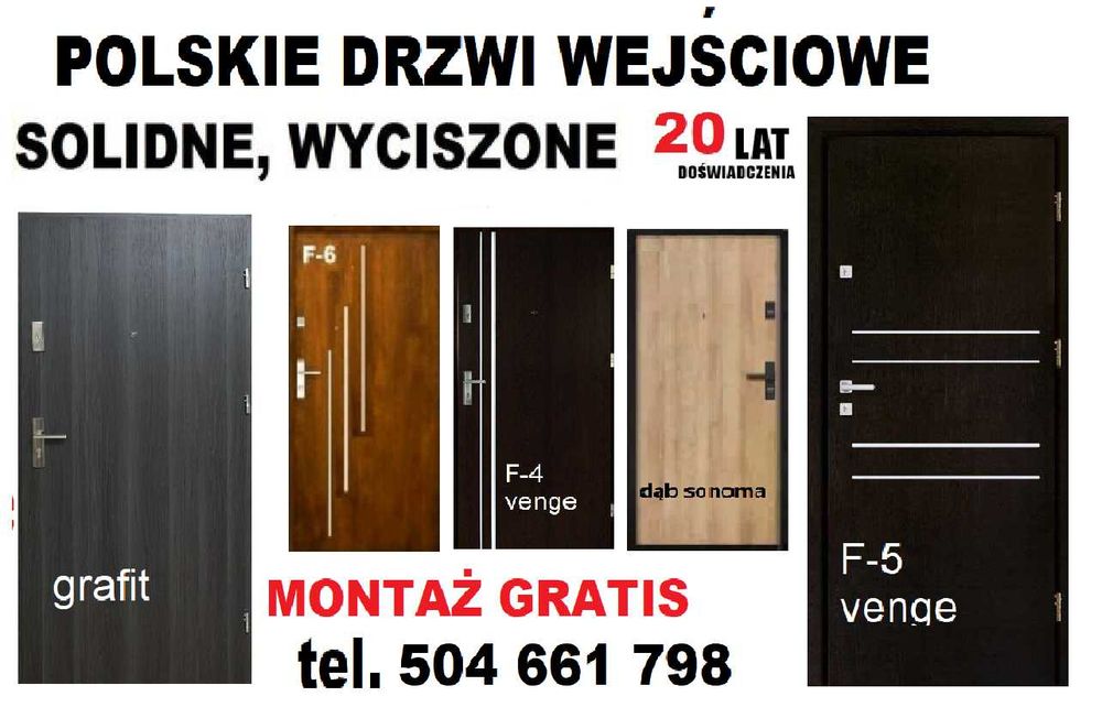 Drzwi zewnetrzne WEJŚCIOWE drewniane-metalowe do mieszkania z montażem