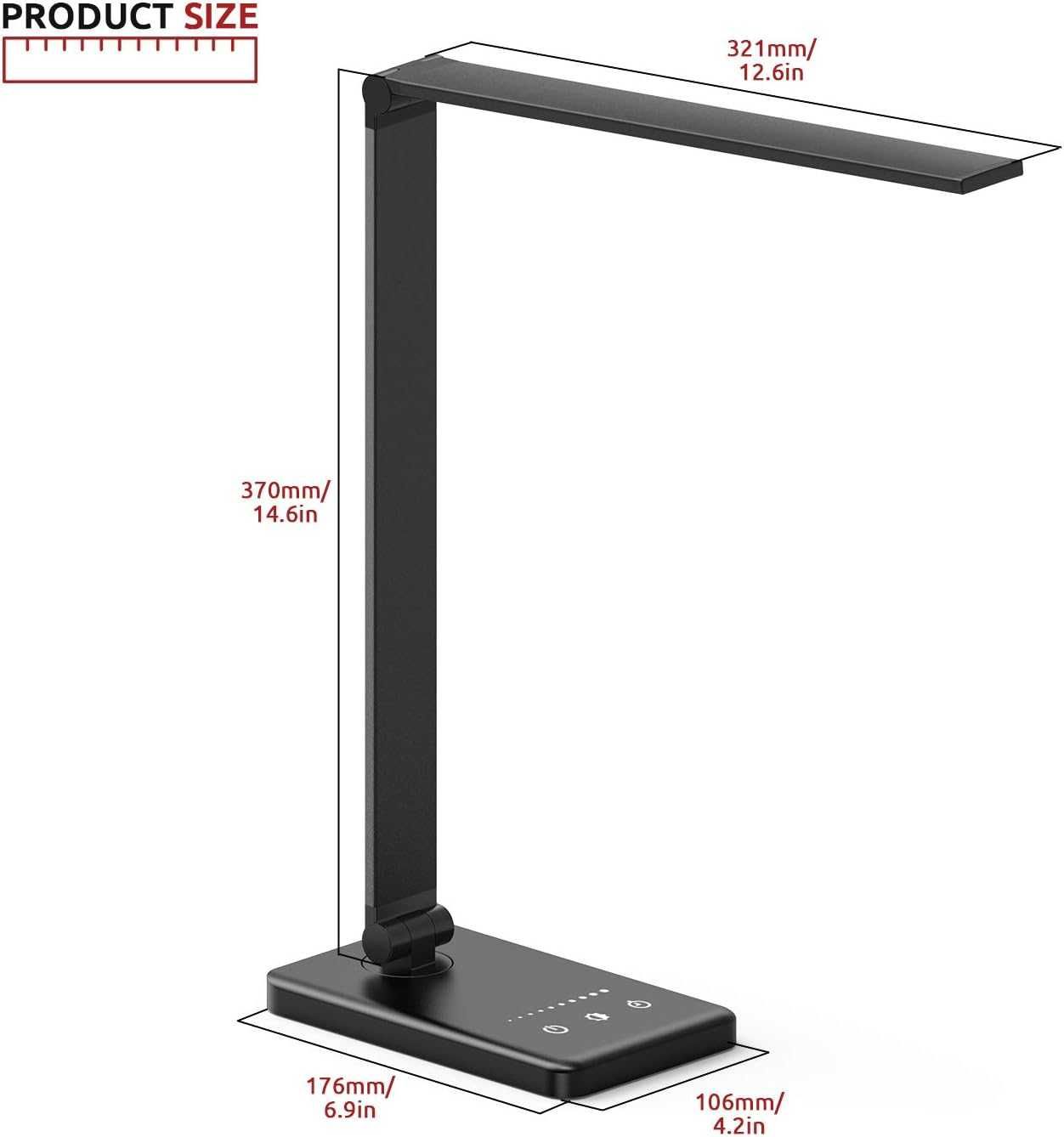 Lampka biurkowa Led składana czarna z portem  USB