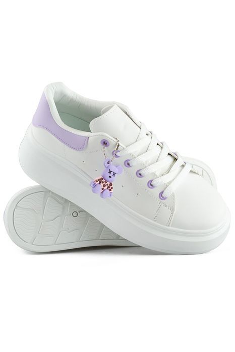 Białe Buty Sportowe Na Grubej Podeszwie Z Misiem Purple
