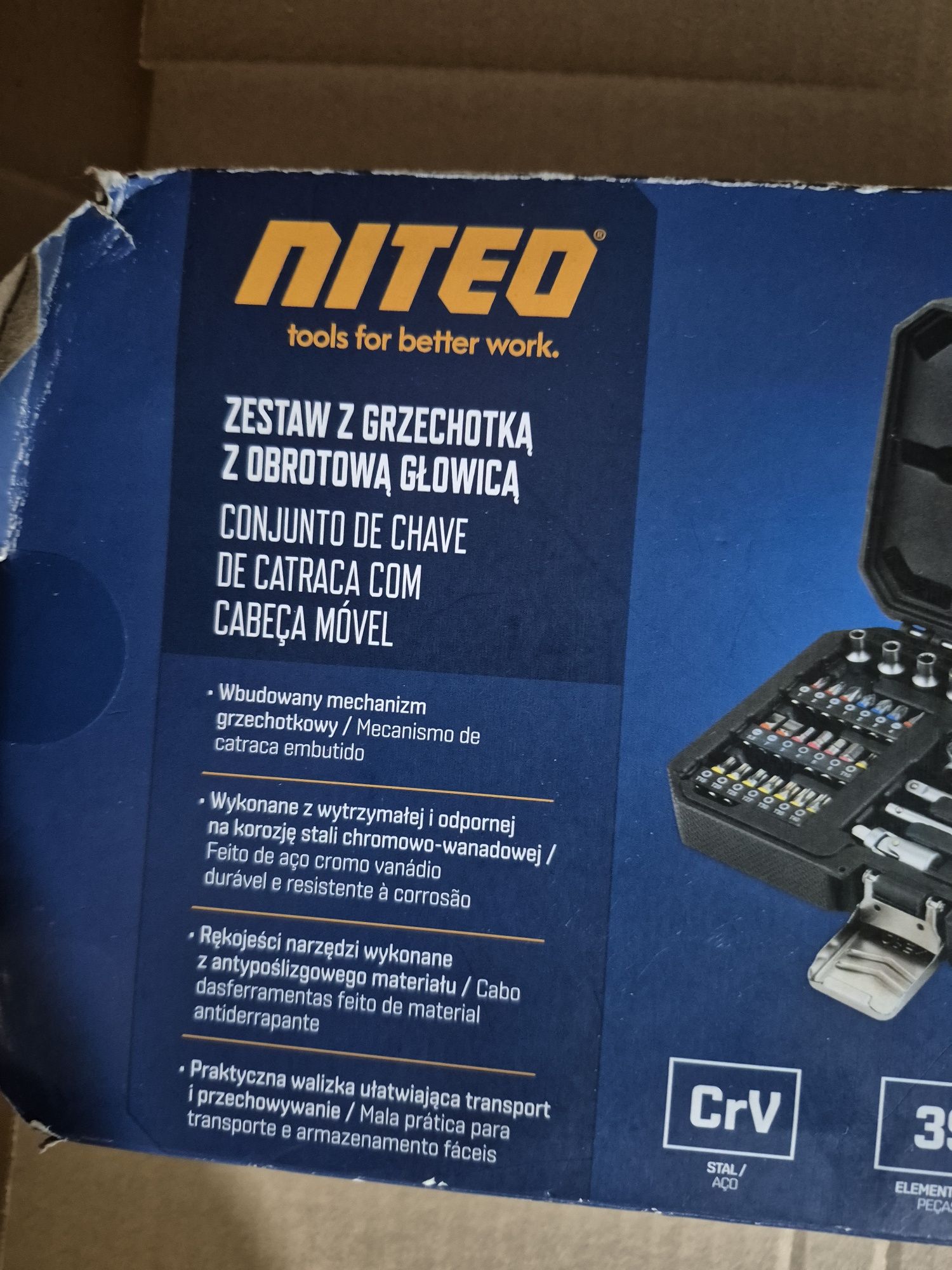 Niteo zestaw z grzechotka z obrotowa głowica crv 39 elementów 1/4