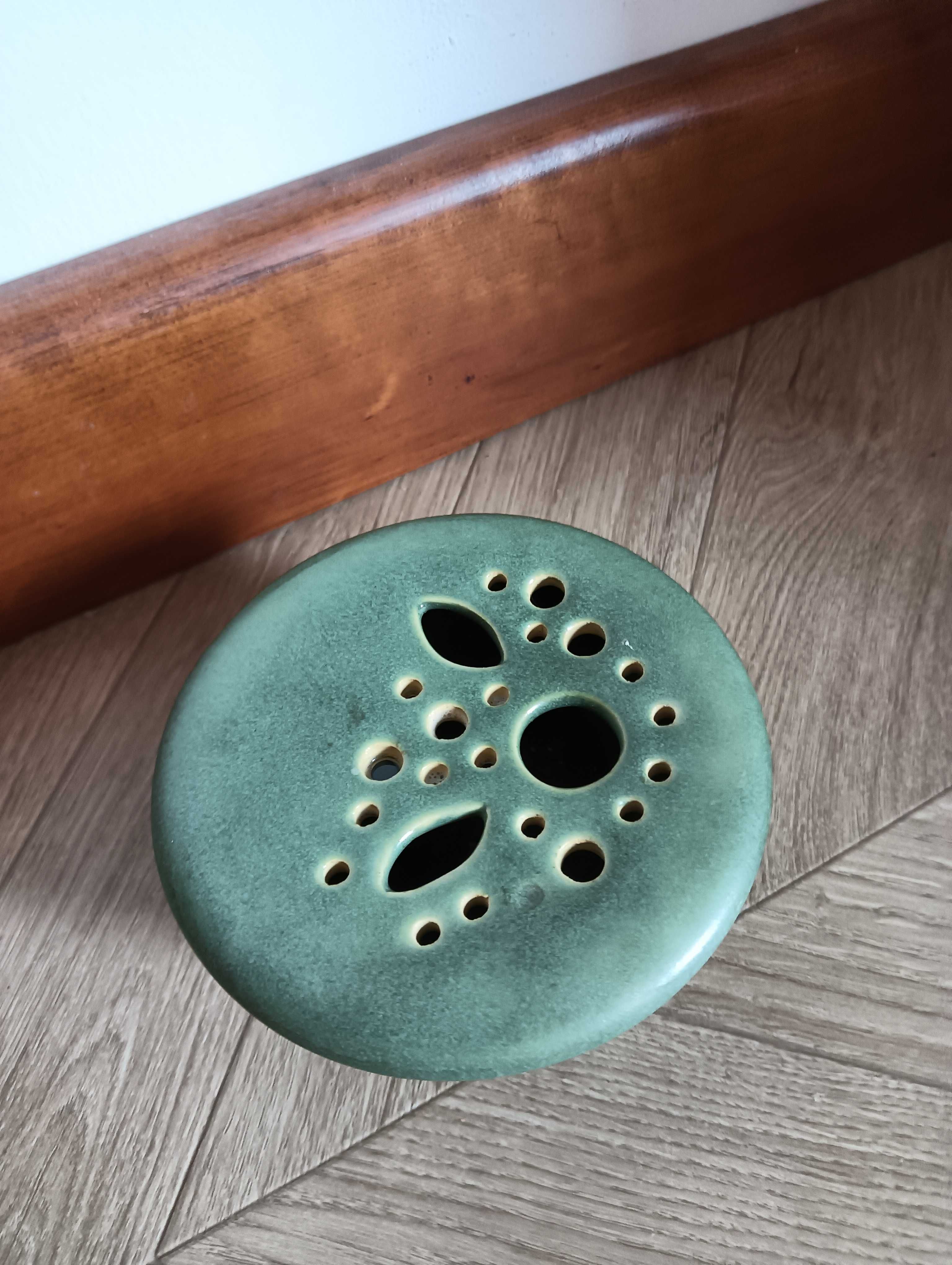Ikebana ceramiczna zielona pojemnik na kwiaty