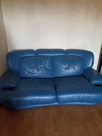 комплект кожаный диван + два кресла