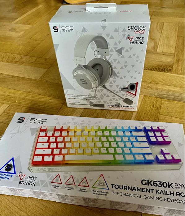 Słuchawki + Klawiatura Gamingowa SPC GEAR BIAŁE