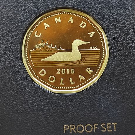 Канада 1 доллар 2016 proof утка. Редкость, из набора монет. Идеал