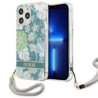 Pokrowiec Guess Flower Strap do iPhone 13 Pro Max 6,7" - Zielony