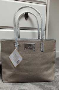 Michael Kors shopper tote bag torba torebka srebrna pleciona nowa