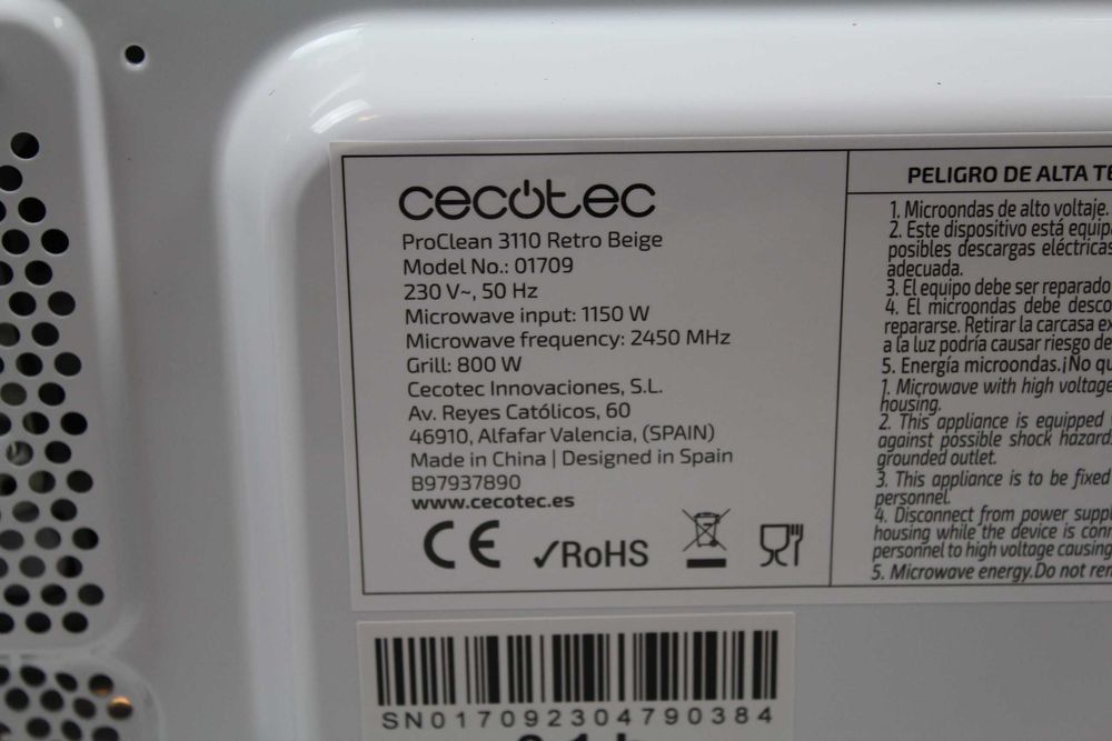 Kuchenka mikrofalowa stylowa ProClean retro 3010 Cecotec