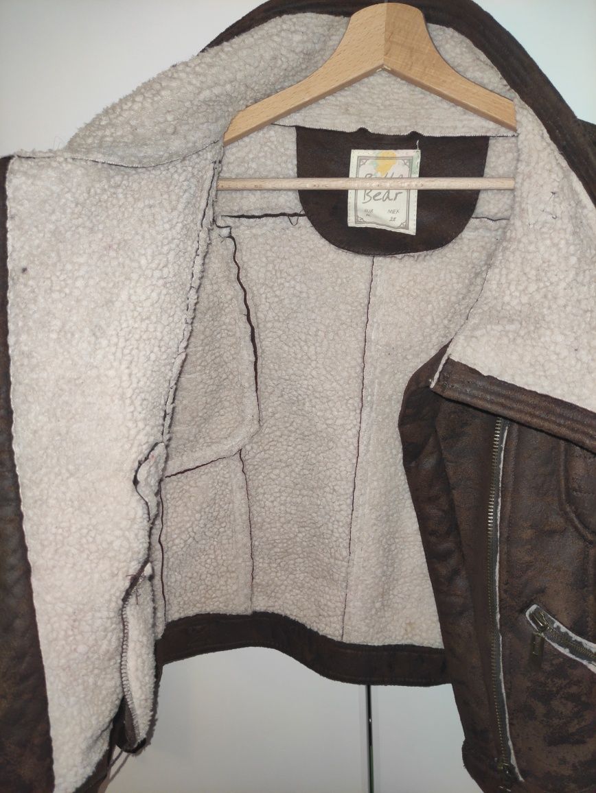 Korzuch brązowy jak nowy Pull&Bear ramoneska futerko kurtka 38 M