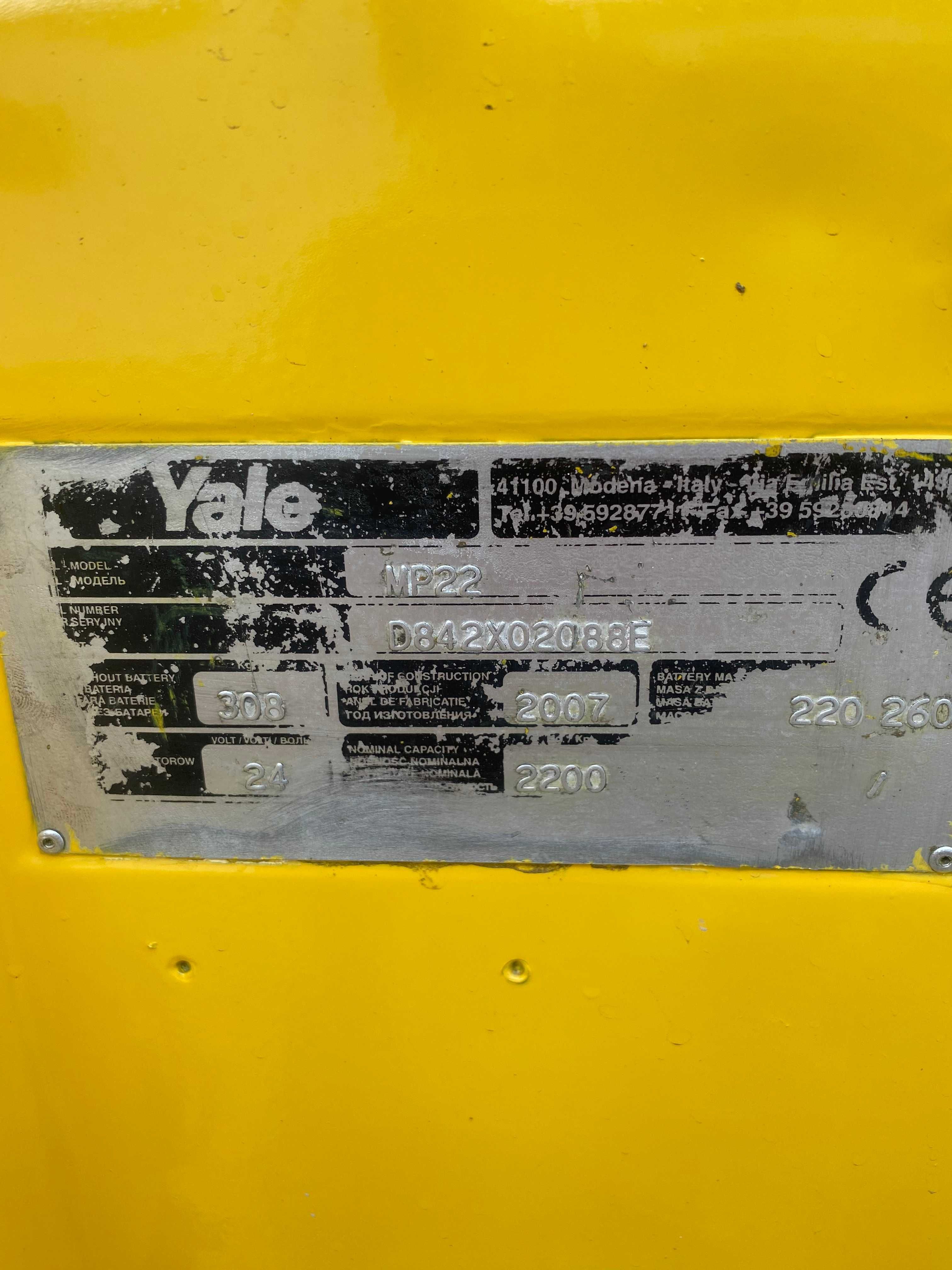 wózek paleciak Yale elektryczny udźwig 2200kg