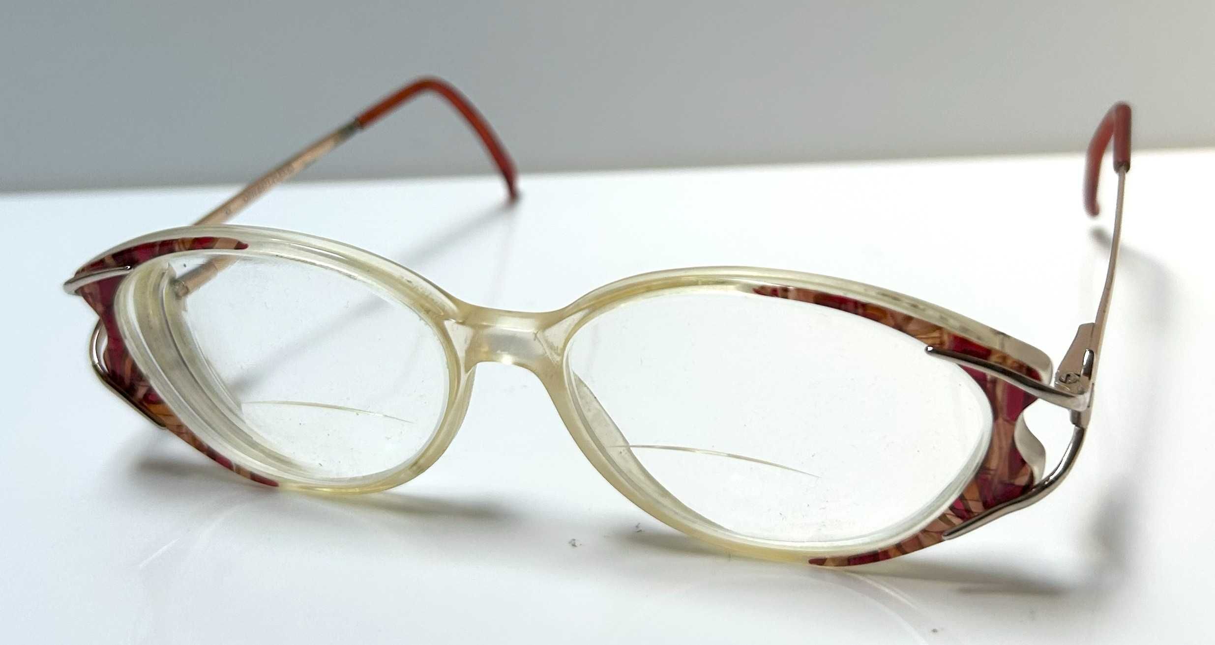 Okulary oprawki złoto czerwone retro vintage lata 70/80