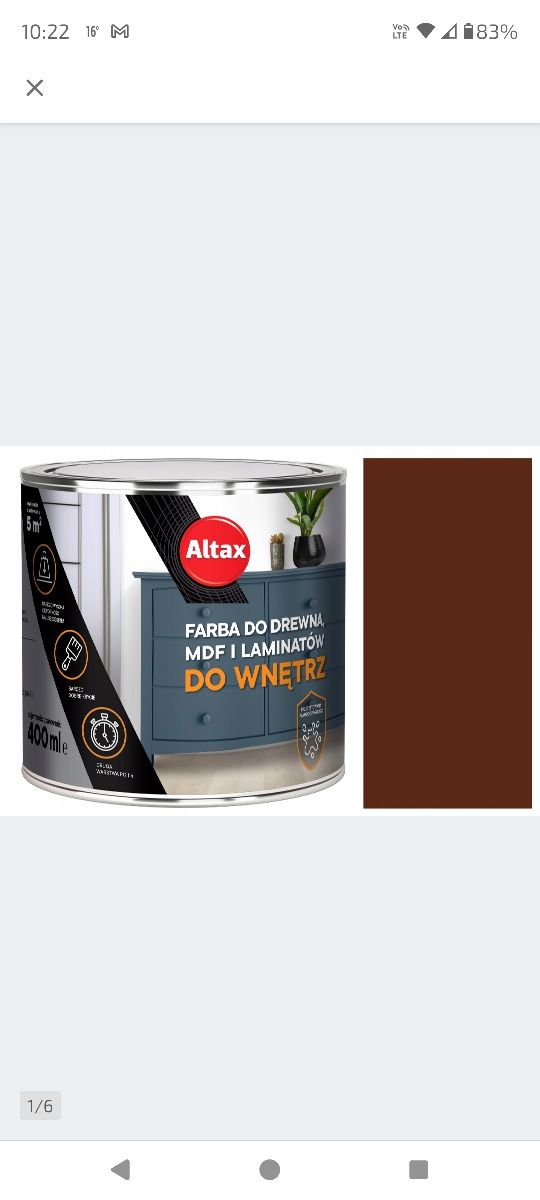 Altax farba do drewna mdf 0,4l brąz ciemny półmat