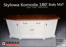 Stylowa Śliczna Biała Komoda 180` z Dębowym Blatem Bekas Meble Lakier