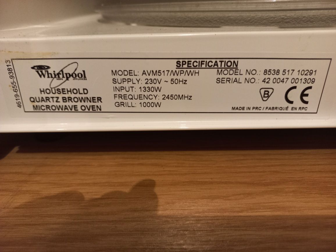 Kuchnia mikrofalowa whirlpool z funkcją grill