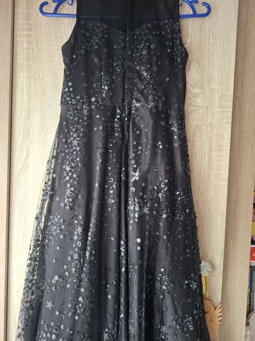 Zjawiskowa czarna sukienka święta świąteczna sesja gwiazdki 128 TKMAXX