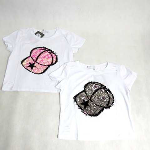 BLUZKA letnia z krótkim rękawem 3D mieniąca czapka T-SHIRT na lato 36