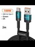 Kabel USB C USB 5A 100W zielony
