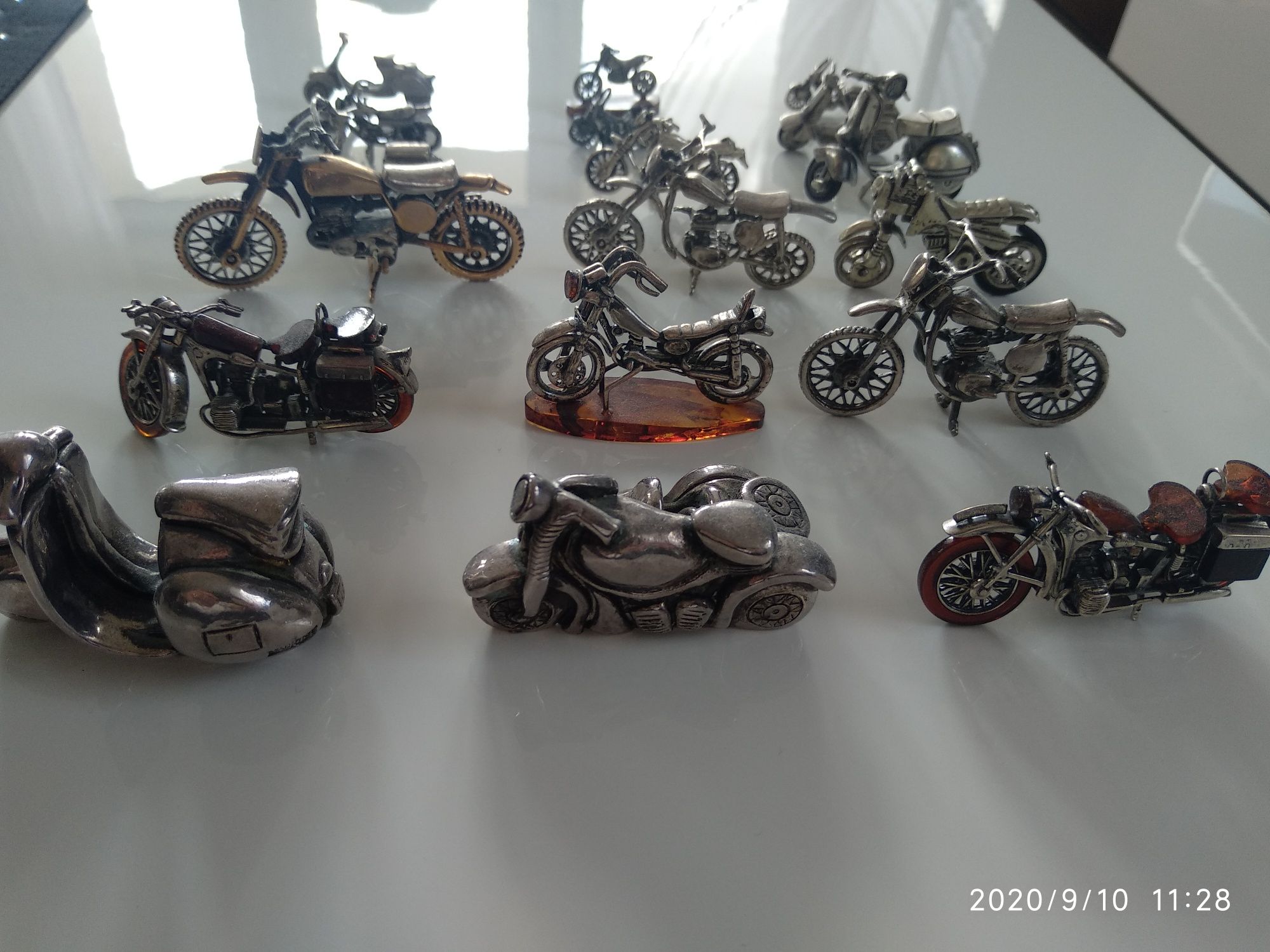 Miniaturowe motocykle , srebro , motocykl