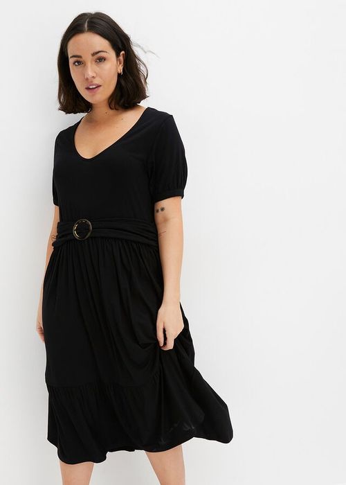 B.P.C sukienka midi ze sprzączką czarna dżersejowa 40/42.