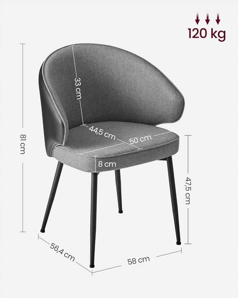 Krzesło Songmics 58 x 56,4 x 81 cm odcienie szarości 1 szt. VASAGLE