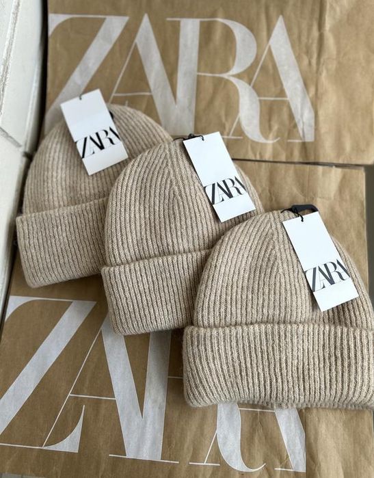 Шапка біні zara шапочка з шерстю