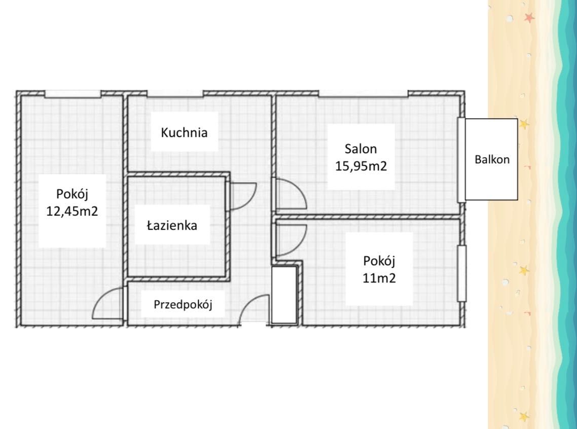 Mieszkanie w Sopocie/3-pokoje/6 osób/balkon/widok na morze/parking