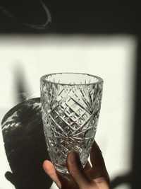 piękny kryształowy wazon PRL wysokość 15 cm