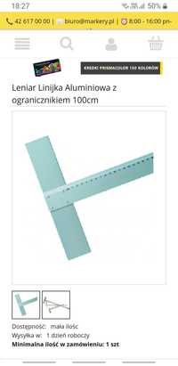 Linijka aluminiowa z ogranicznikiem 100 cm