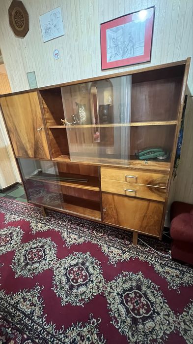 Biblioteczka PRL, drewniania, lata 60’