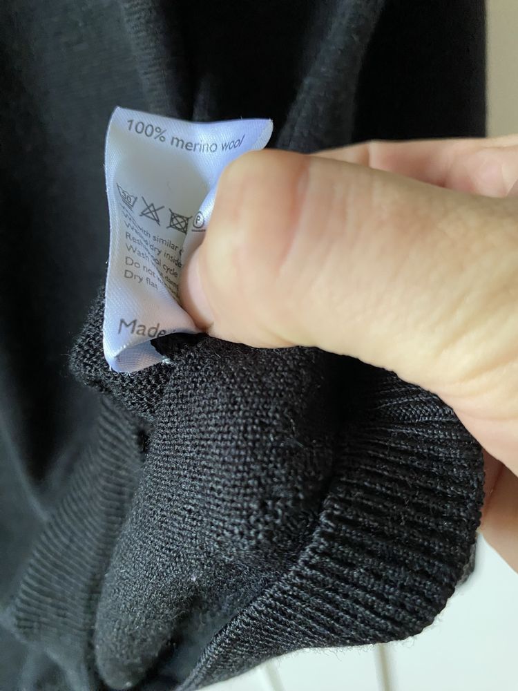 Wełniany klasyczny męski sweter z merino czarny sweter z wełny